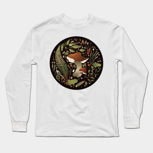 Mushroom, plants and insects pattern Long Sleeve T-Shirt